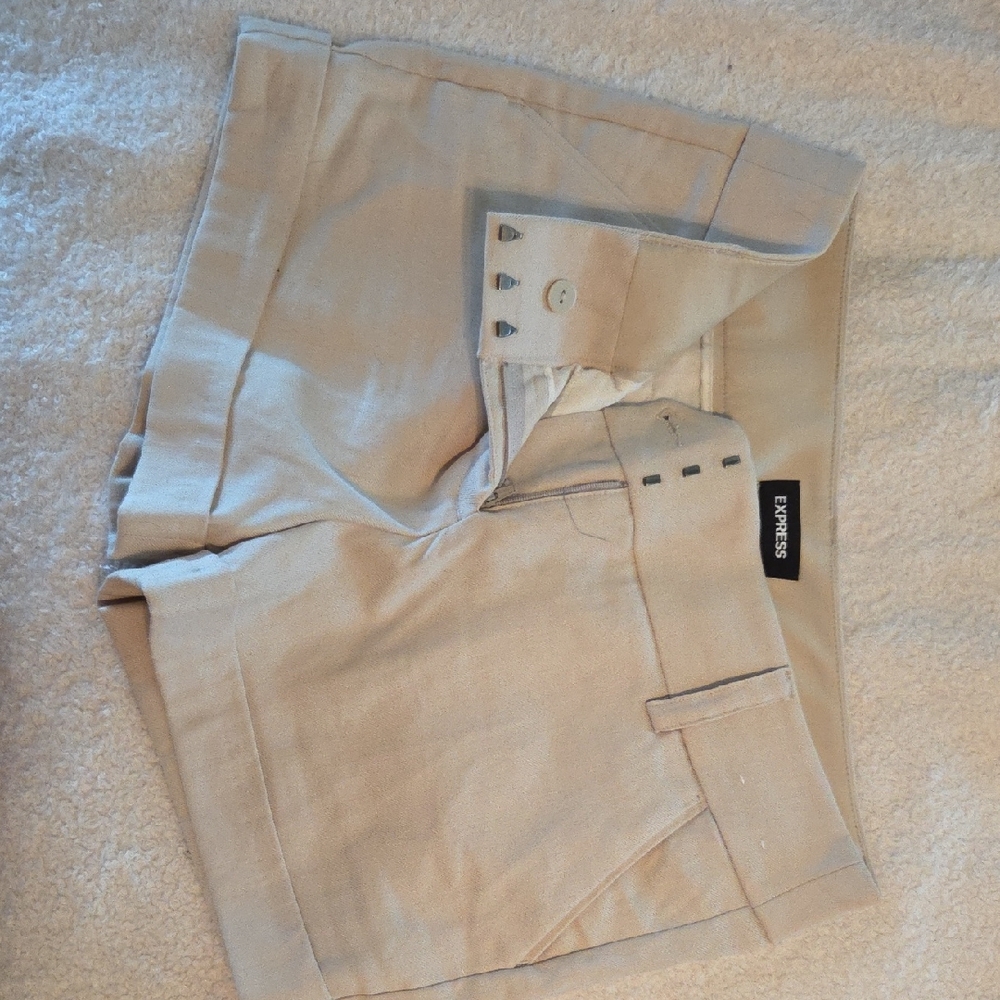 Express Tan Chinos Flat Front